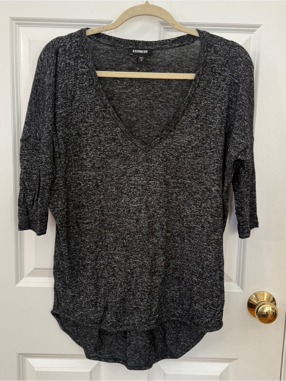 Express Black Gray V-Neck Tunic Top Size S